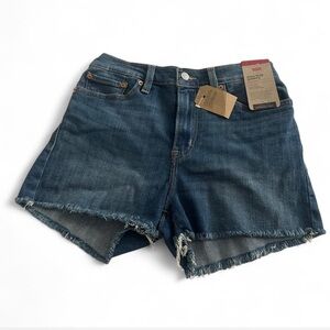 Levi's dark wash distressed denim shorts
